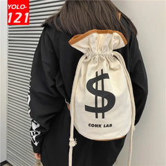 Punk Style Canvas Shoulder Messenger Bucket Bag