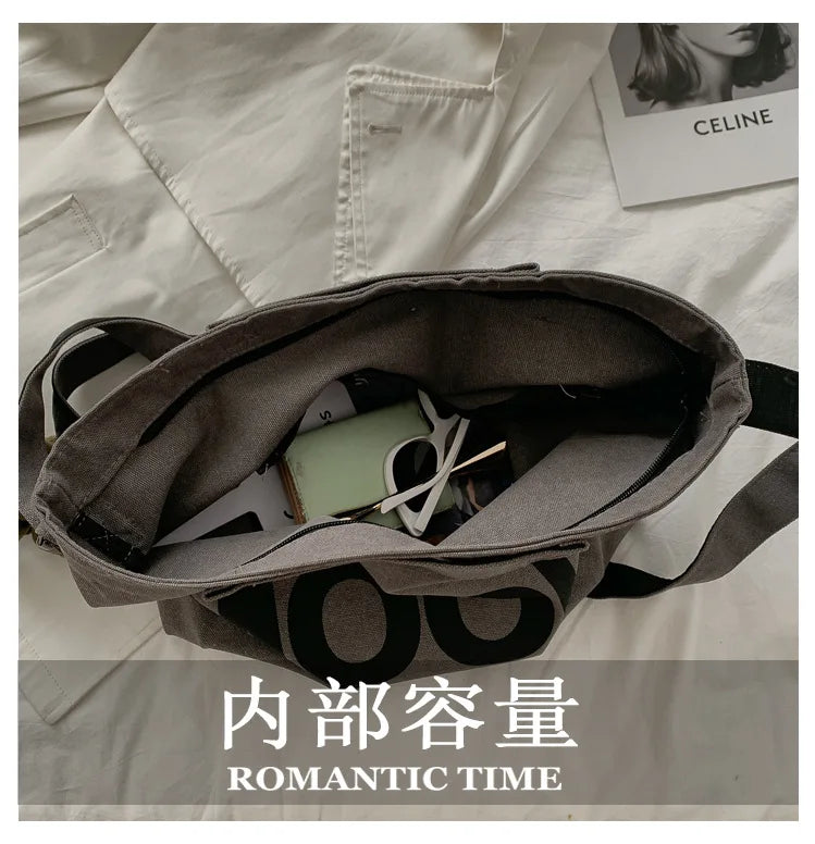 Canvas Shoulder Bag Large Capacity Crossbody Work Bag