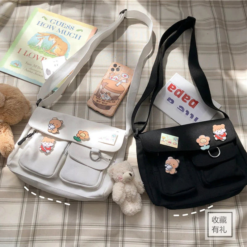 Canvas Crossbody Bag Women Handbag Shoulder Messenger School Bag