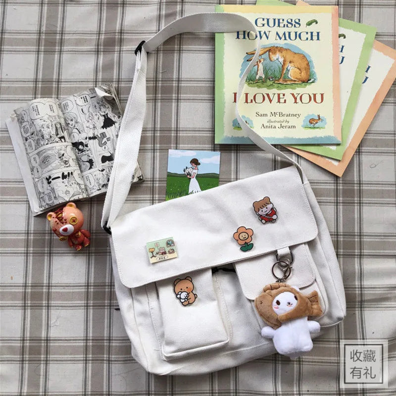 Canvas Crossbody Bag Women Handbag Shoulder Messenger School Bag