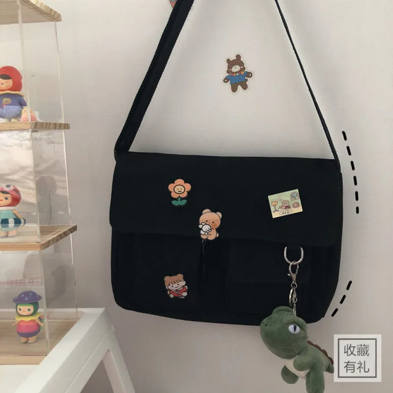 Canvas Crossbody Bag Women Handbag Shoulder Messenger School Bag