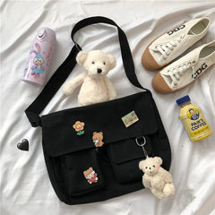 Canvas Crossbody Bag Women Handbag Shoulder Messenger School Bag