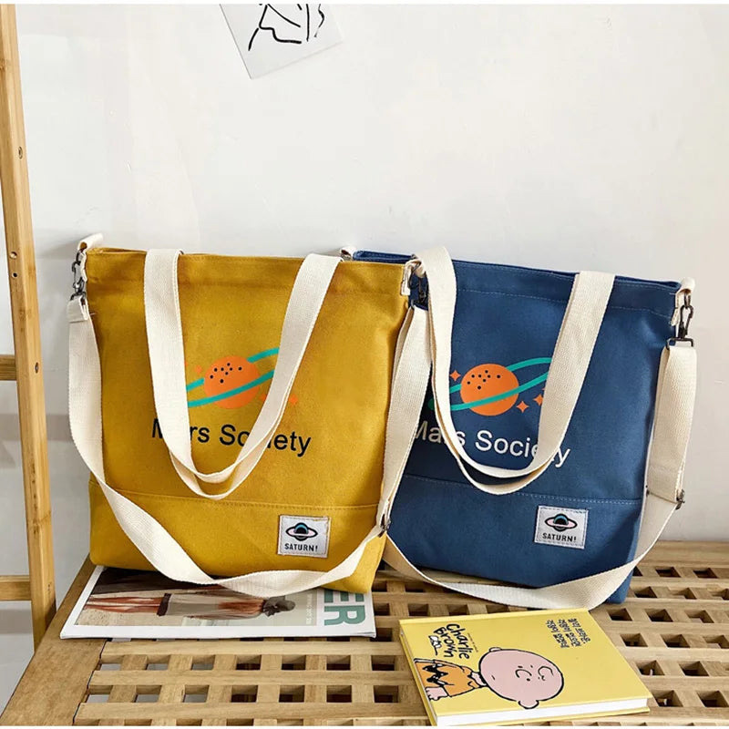 Women's Canvas One-Shoulder Bag Harajuku College Students Large Capacity