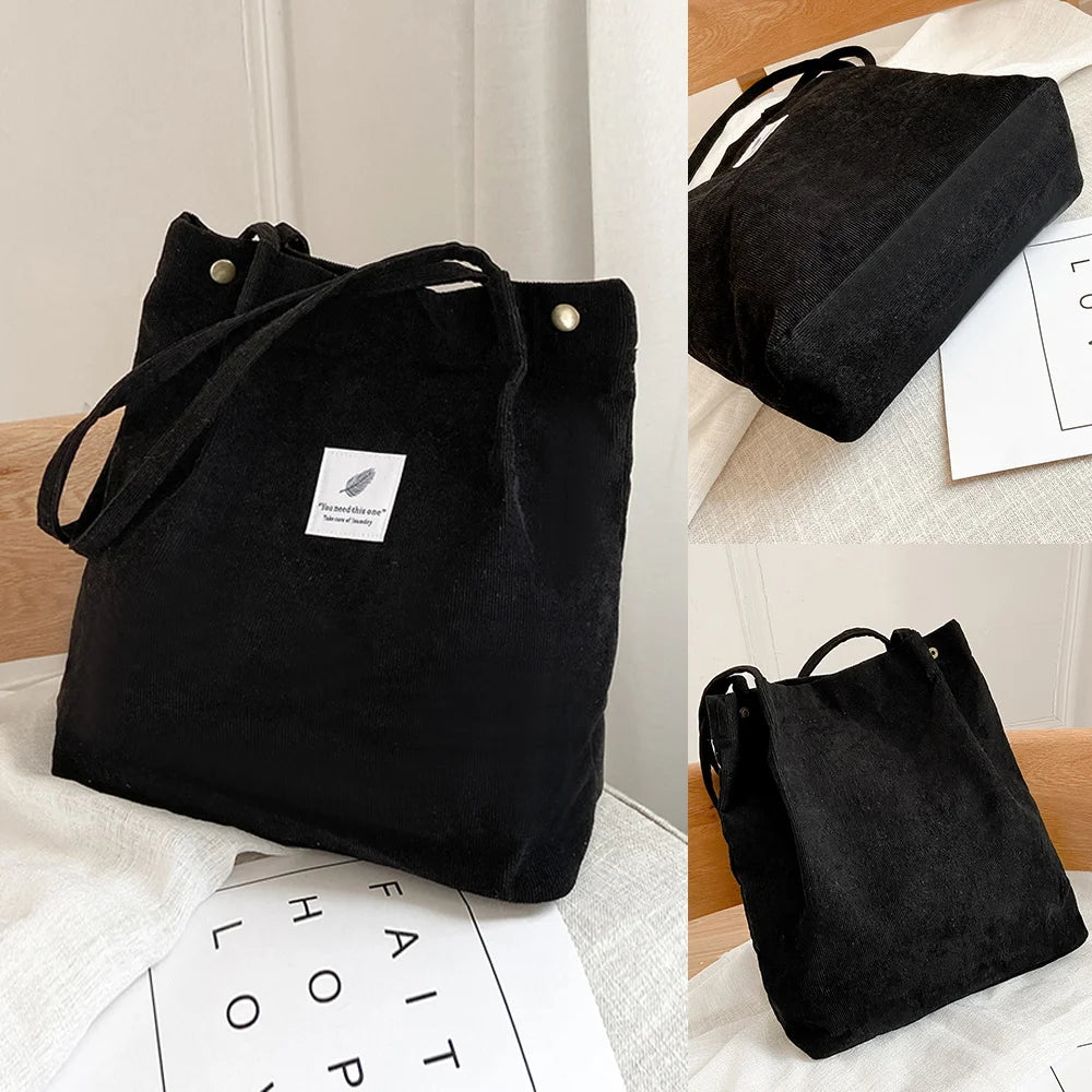 Corduroy Shoulder Bag for Women Outdoor Shopping Party Handbag
