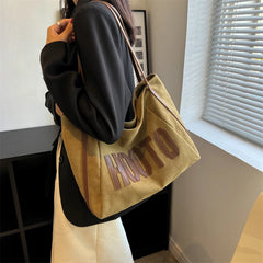 Canvas Bag Women Casual Letter Large Capacity Shoulder Bag
