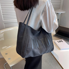 Canvas Bag Women Casual Letter Large Capacity Shoulder Bag