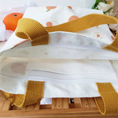 Orange Print Canvas Tote Bag for Women