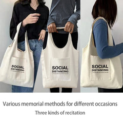 Canvas Bag Women Shoulder Bag Harajuku Cotton Shopping Bag Retro Literary Ladies