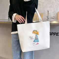 Canvas Tote Shoulder Bag Large Capacity Shopper Zipper Handbag
