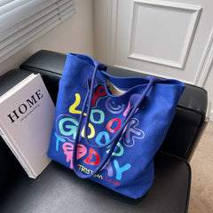 Rainbow Letter Handbag Shoulder Bag Smiling Face Tote Bags