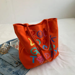 Rainbow Letter Handbag Shoulder Bag Smiling Face Tote Bags