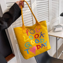 Rainbow Letter Handbag Shoulder Bag Smiling Face Tote Bags