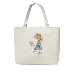 Canvas Shoulder Bag Large Tote Shopping Zipper Handbag