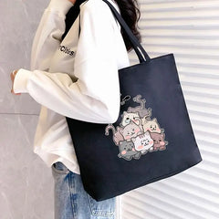 Canvas Shoulder Bag Large Tote Shopping Zipper Handbag
