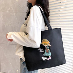 Canvas Shoulder Bag Large Tote Shopping Zipper Handbag