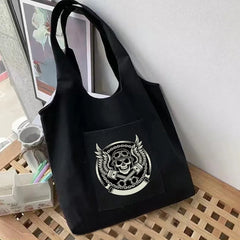 Skull Series Canvas Bag Womens Shoppers Shopping Bag Grocery Handbags