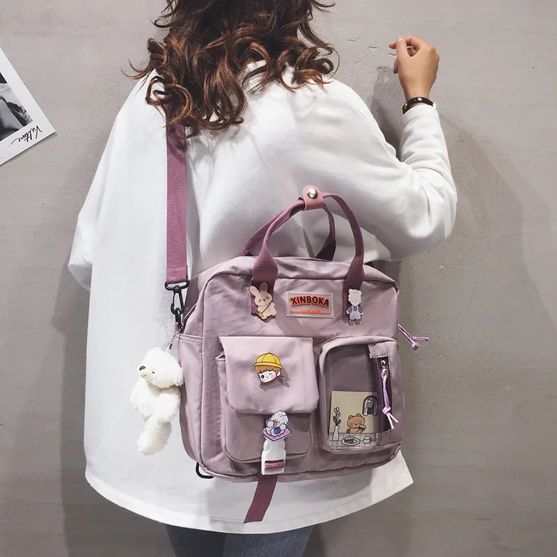 Japanese Style Canvas Shoulder Bag for Students