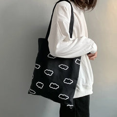 Clouds Printing Tote Bag Lady Casual Eco Cotton Cloth Shopper Bag