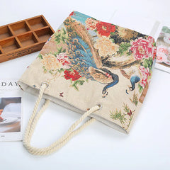 Women's Retro Shoulder Bag Casual Tote Handbags Ethnic Style Knitting Hand Bags