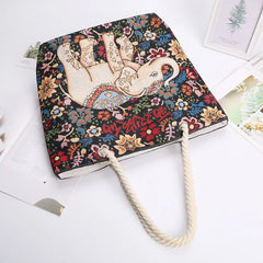 Women's Retro Shoulder Bag Casual Tote Handbags Ethnic Style Knitting Hand Bags