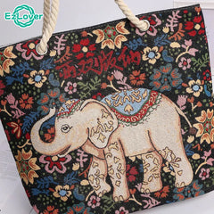 Women's Retro Shoulder Bag Casual Tote Handbags Ethnic Style Knitting Hand Bags