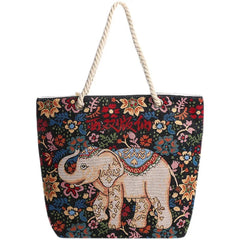 Women's Retro Shoulder Bag Casual Tote Handbags Ethnic Style Knitting Hand Bags