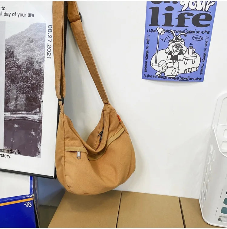 Vintage Canvas Crossbody Bag Eco Messenger Unisex Shopper Bag