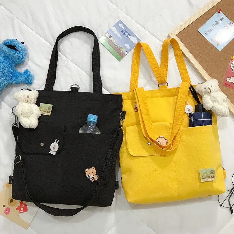 Canvas Capacity Women Shoulder Bag Zipper Cotton Tote Shopper Bag