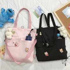 Canvas Capacity Women Shoulder Bag Zipper Cotton Tote Shopper Bag