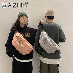 Canvas Casual Fanny Waist Bag Unisex Couple Street Zipper Crossbody Shoulder