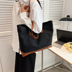 Canvas College Student Bag For Women Large-capacity Lady Shoulder Bag