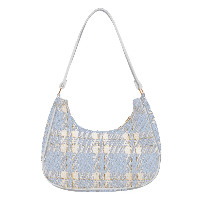 Canvas Crescent Shoulder Handbag Women Mini Tote HandBag Zipper Closure