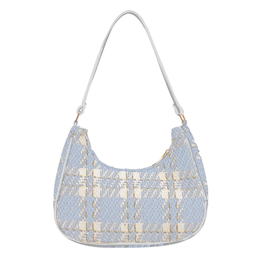 Canvas Crescent Shoulder Handbag Women Mini Tote HandBag Zipper Closure