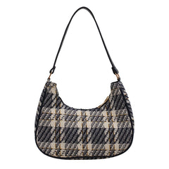 Canvas Crescent Shoulder Handbag Women Mini Tote HandBag Zipper Closure