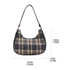 Canvas Crescent Shoulder Handbag Women Mini Tote HandBag Zipper Closure