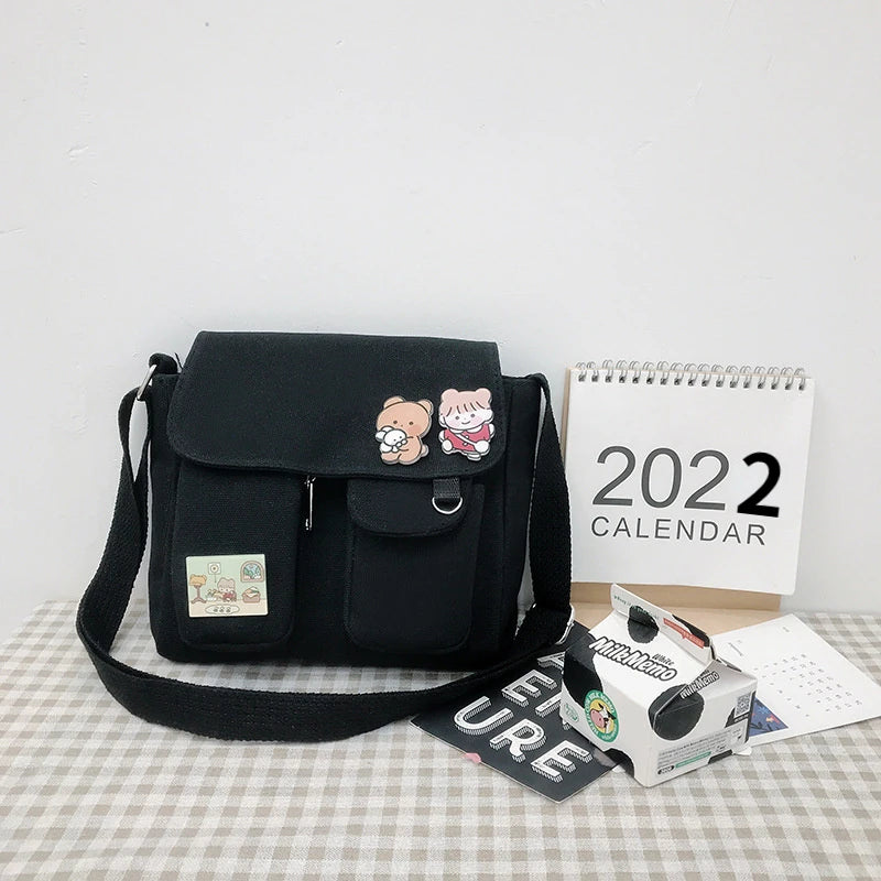 Canvas Cross Bag Youth Version Ladies Large Capacity Shoulder Bag