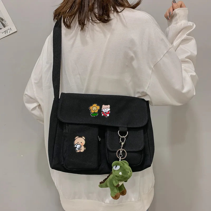 Canvas Cross Bag Youth Version Ladies Large Capacity Shoulder Bag
