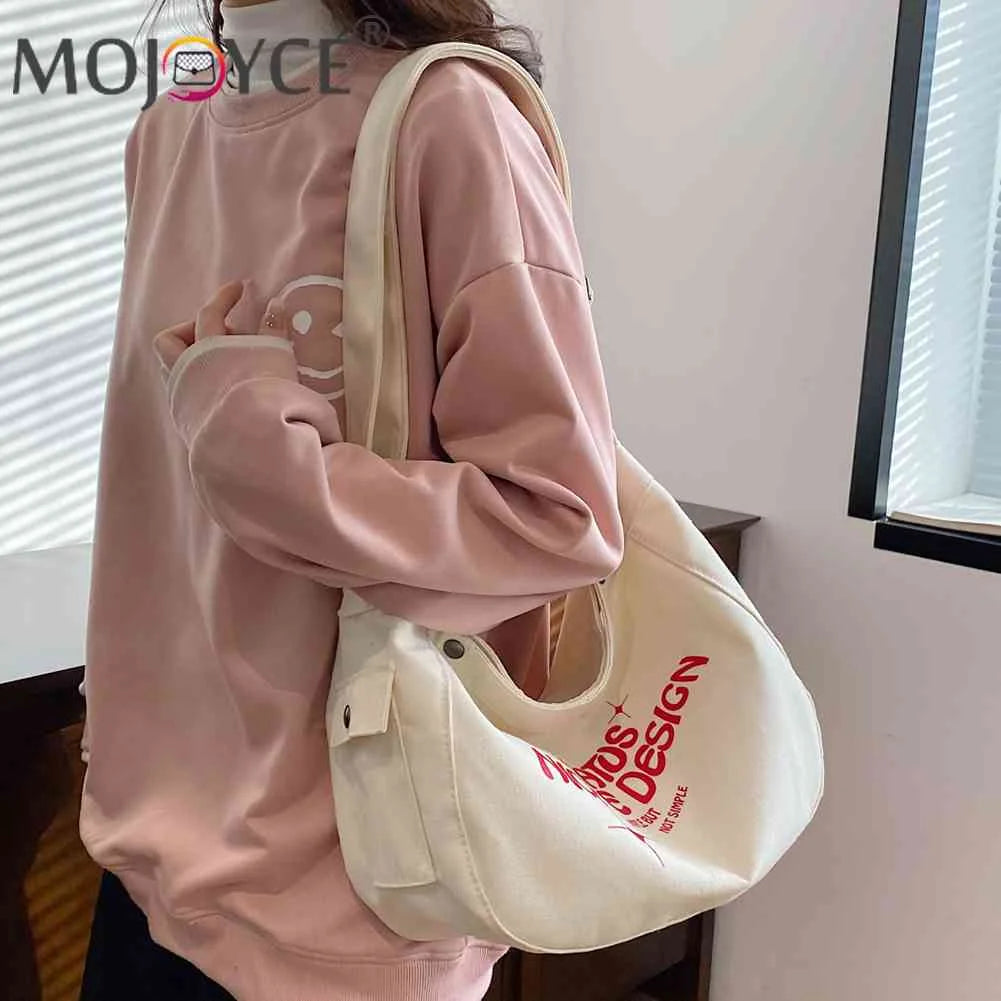 Canvas Crossbody Bag Large Capacity Top-handle Bags Letter Printed