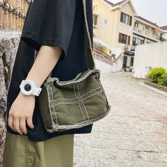 Vintage Canvas Crossbody Bag Soft Cloth Shoulder Bag