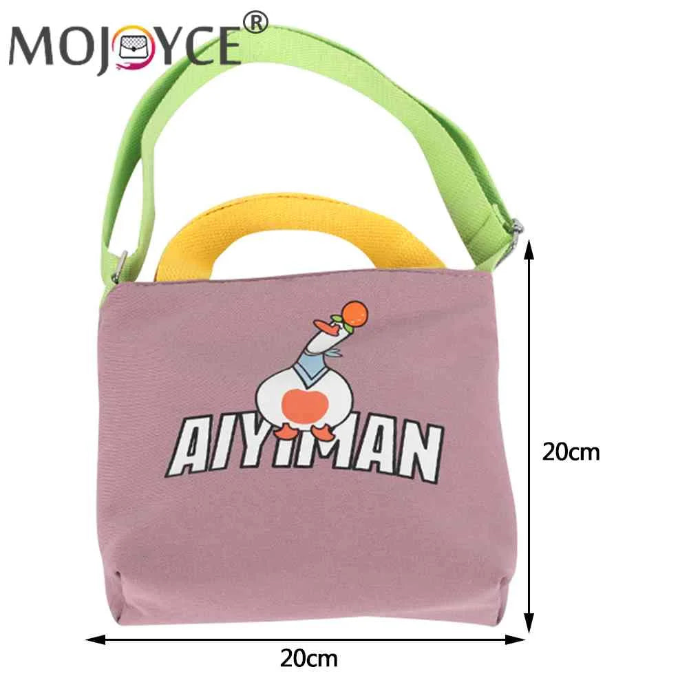 Canvas Crossbody Bags Cartoon Animal Prints Zipper Multipurpose for Ladies Girls