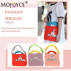 Canvas Crossbody Bags Cartoon Animal Prints Zipper Multipurpose for Ladies Girls