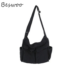 Canvas Crossbody Shoulder Bag Large Capacity Travel Backpack