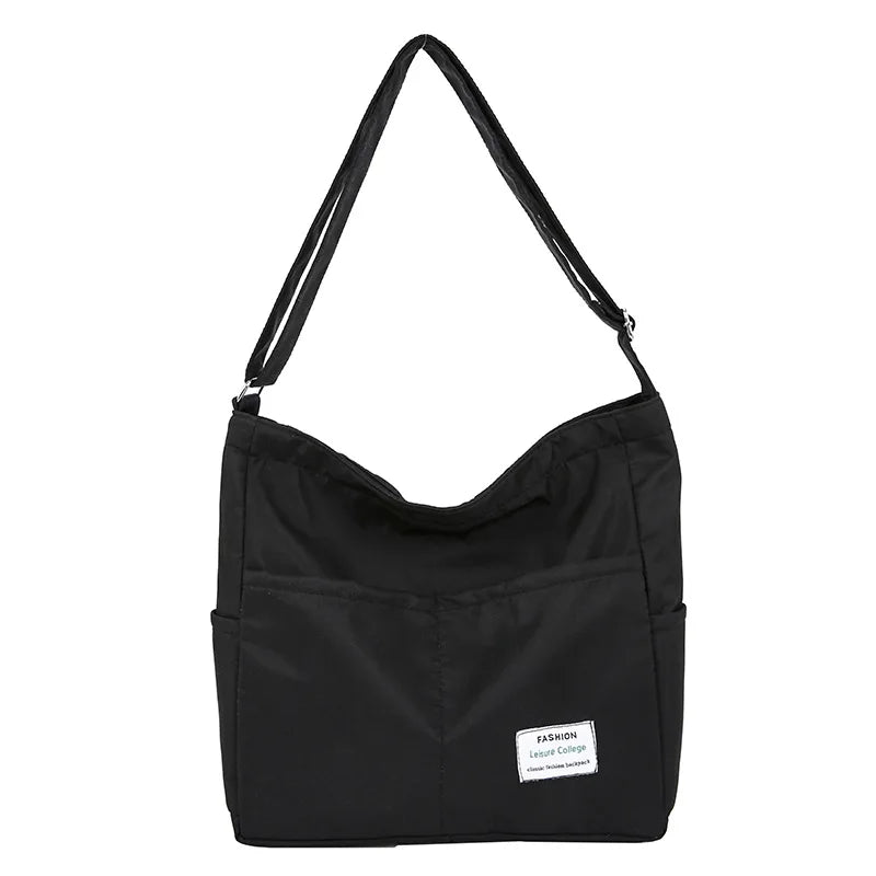 Canvas Crossbody Bag Large Capacity Shoulder Bag Solid Nylon Messenger Bag