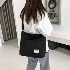 Canvas Crossbody Bag Women Large Capacity Handbag Solid Nylon Messenger Bag