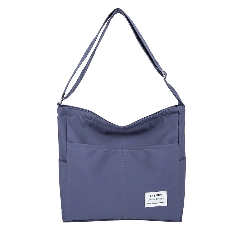 Canvas Crossbody Bag Women Large Capacity Handbag Solid Nylon Messenger Bag