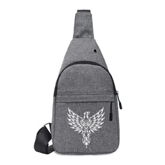 Skull Print Canvas Crossbody Small Chest Pack Hip Hop Streetwear Fanny Bag