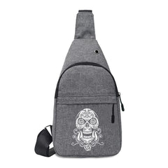 Skull Print Canvas Crossbody Small Chest Pack Hip Hop Streetwear Fanny Bag