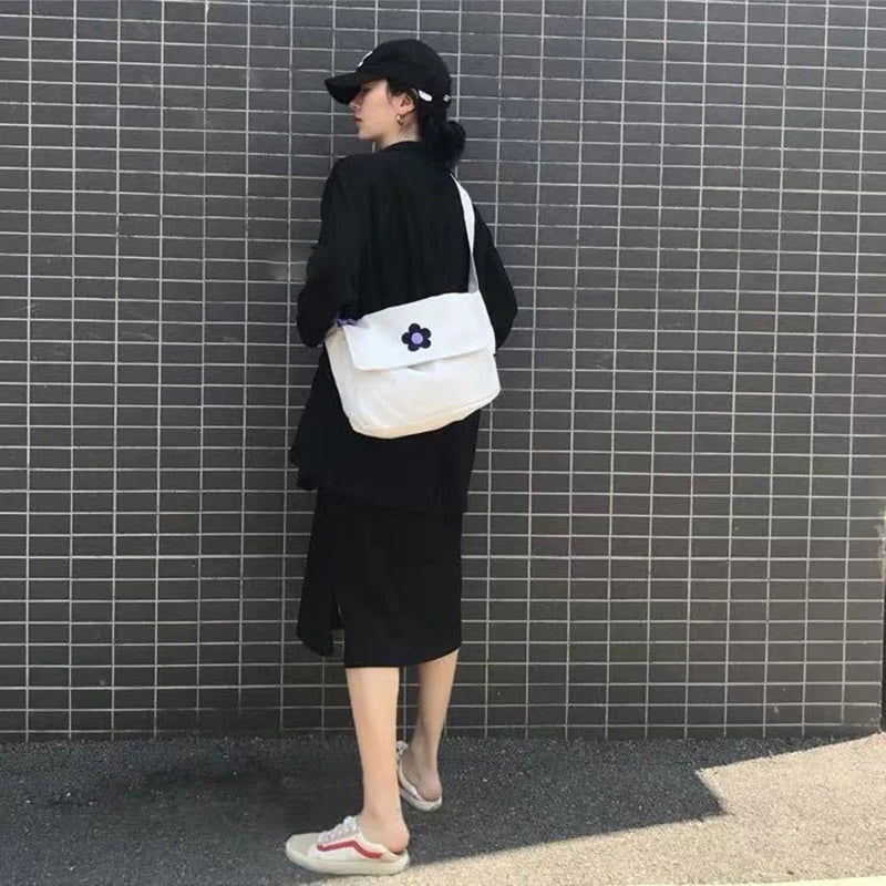Canvas Diagonal Cross Bag Ladies Large Capacity Shoulder Bag