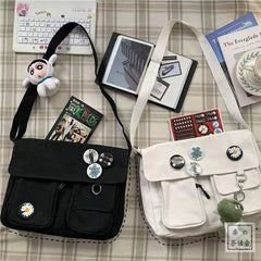 Canvas Diagonal Crossbody Bag for Women Large Capacity Shoulder Bag
