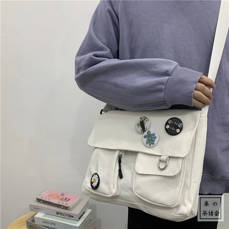 Canvas Diagonal Crossbody Bag for Women Large Capacity Shoulder Bag